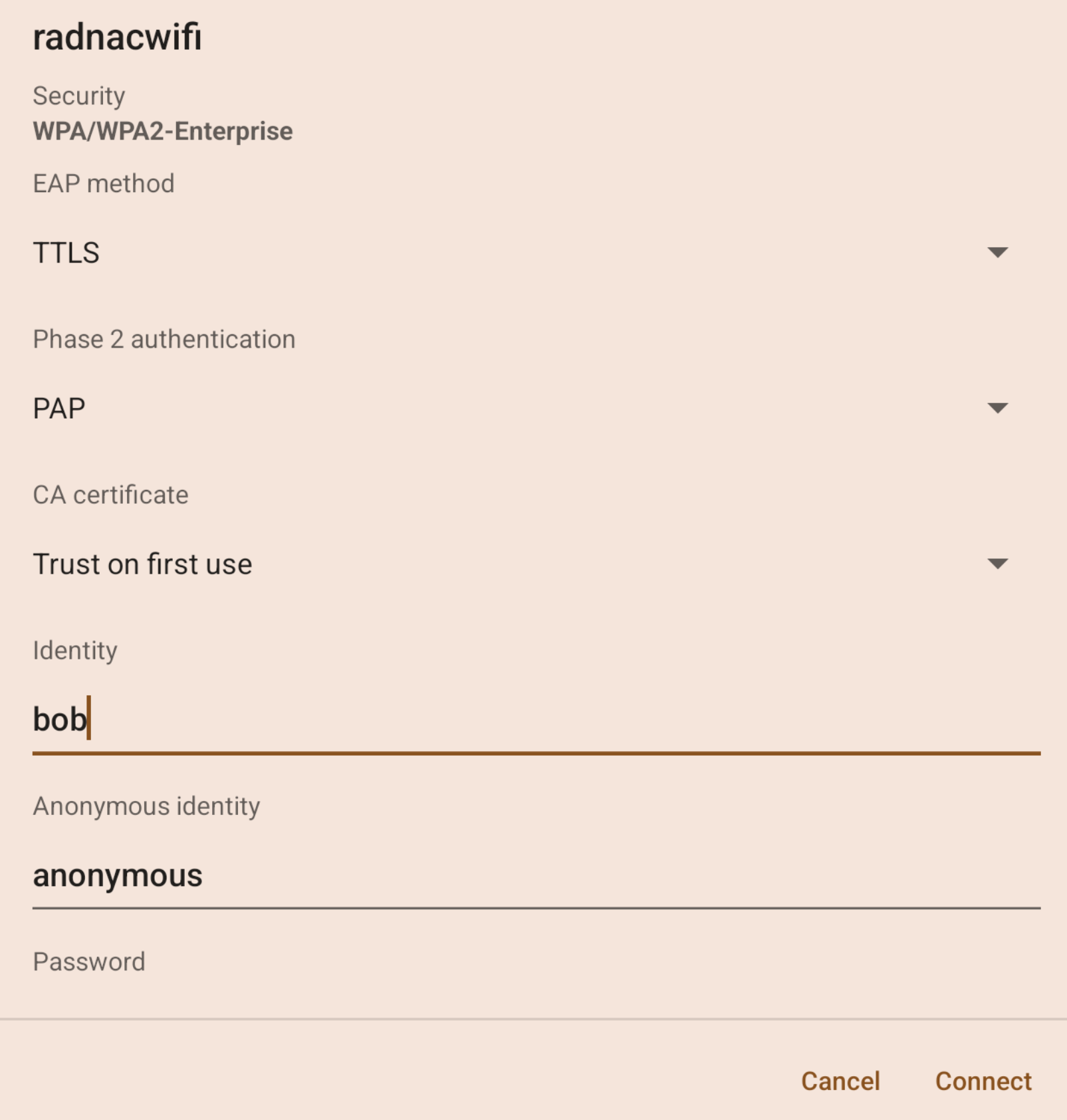 Configuring Android to connect to the wireless network