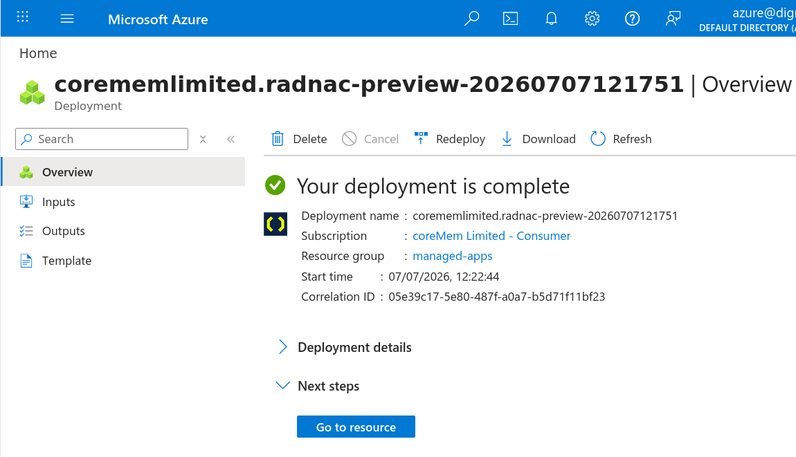 RADNAC deployed