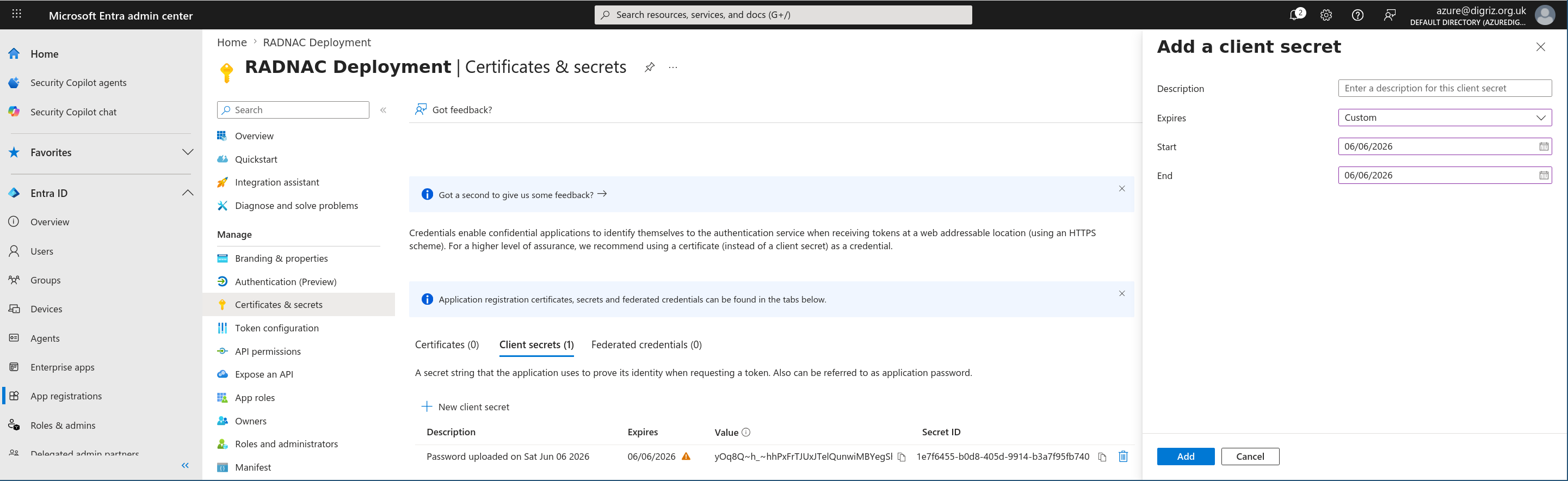 Creating a suitable Service Principal for the deployment