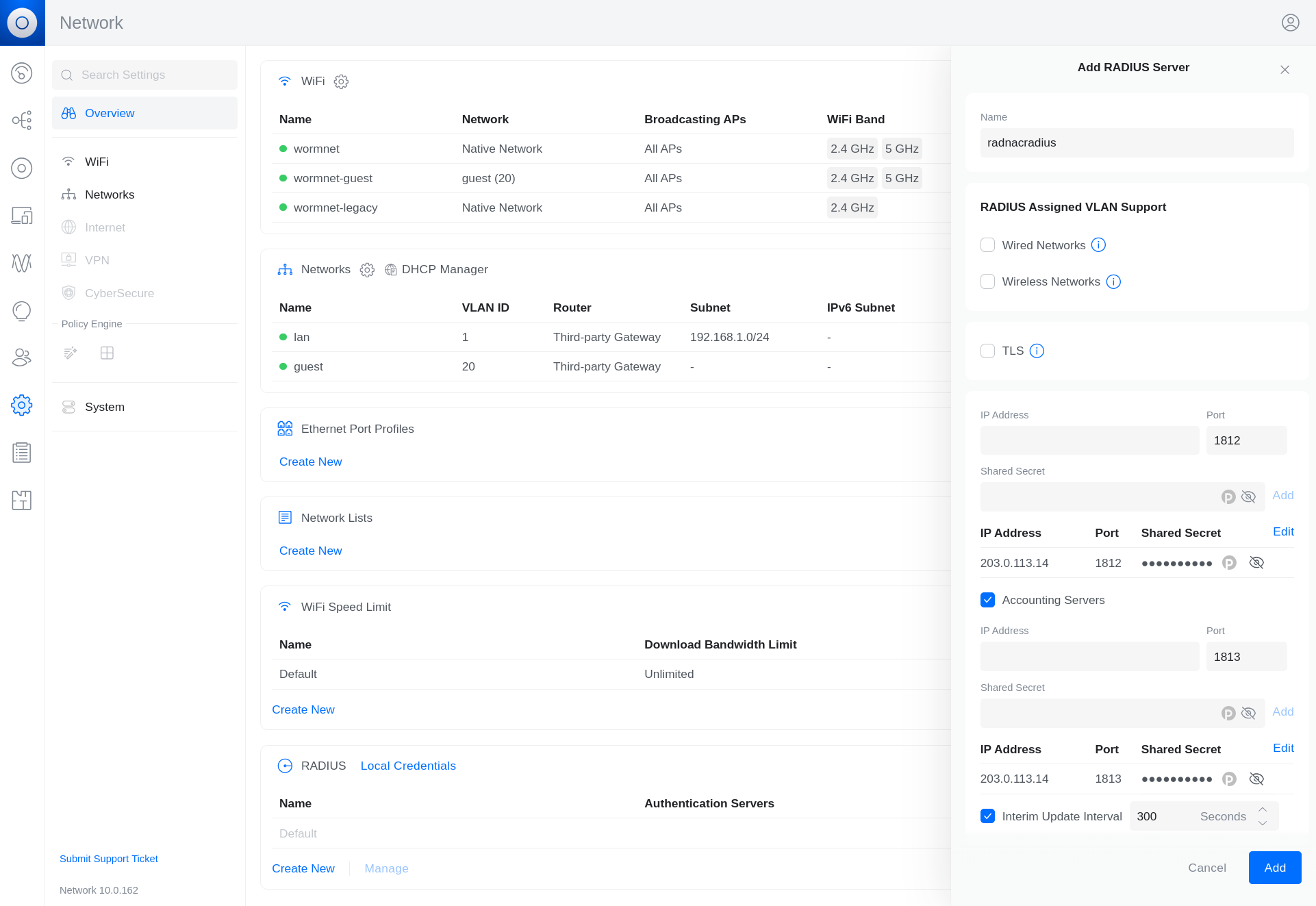 Creating a UniFi RADIUS profile